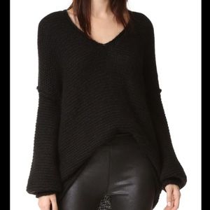 Free People All Mine Black Chunky Knit Sweater